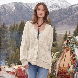 Sundance Catalog Ivory Thick Cable Knit “Karly Cardigan” Size Small $168 NWOT